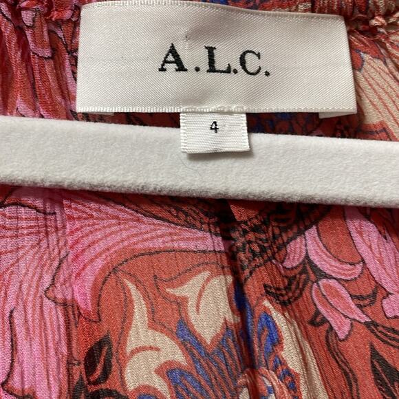 ALC floral long Sleeve silk mini dress size 4 retails $550 - Picture 7 of 10